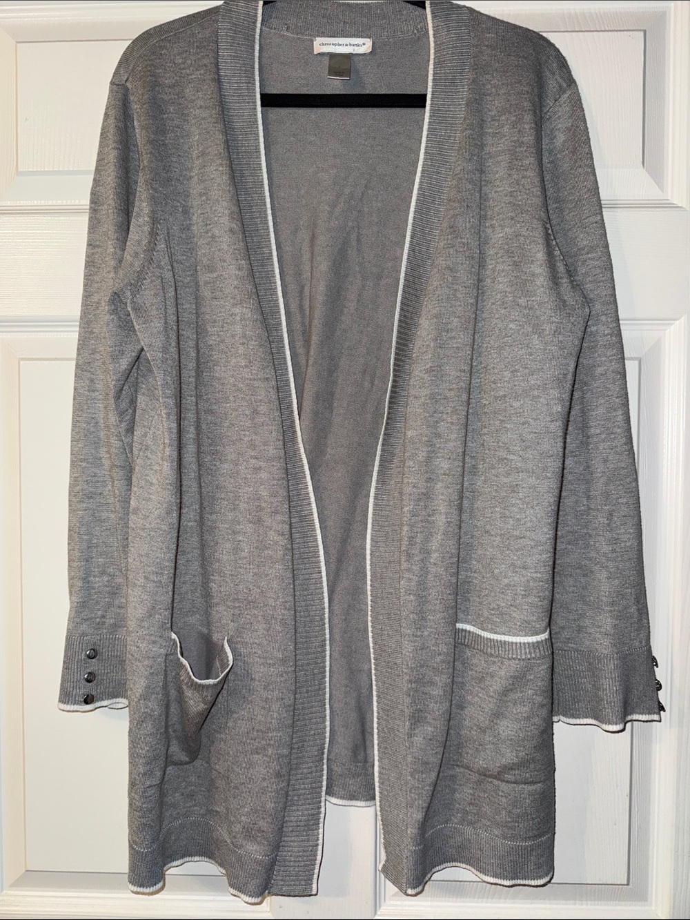 Christopher & Banks Gray Open-Front Knit Cardigan